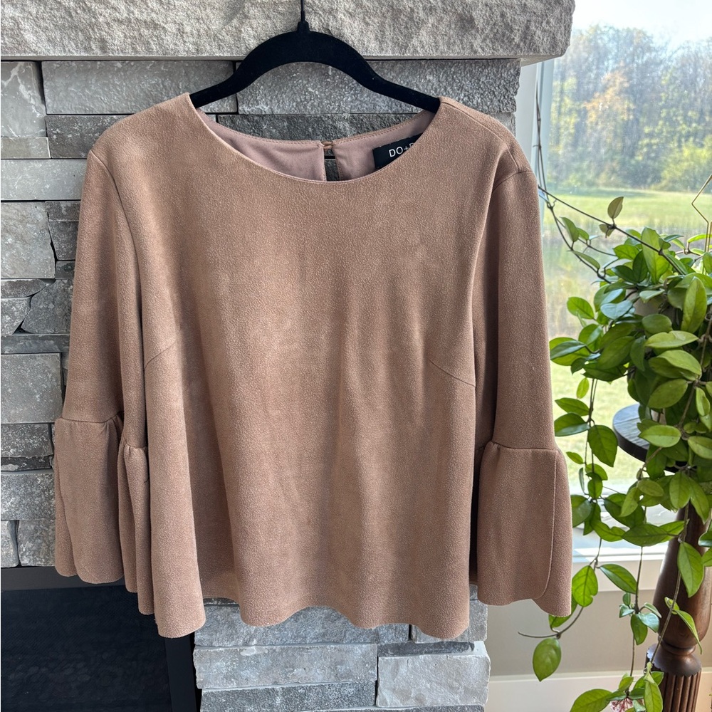 DO+BE | Tan Blouse with Flared Sleeves | Size Medium